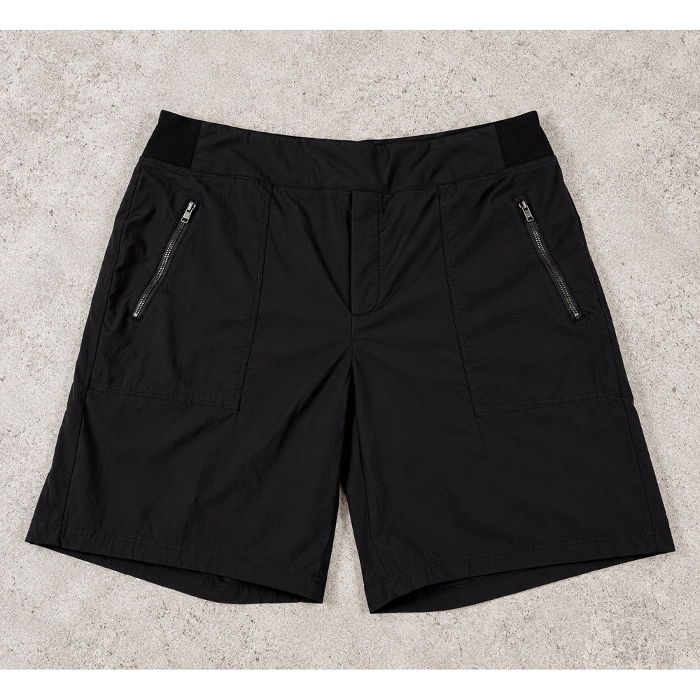 Athleta Black Trekkie North Hiking Shorts Women Size 16 Ripstop Zipper Pockets